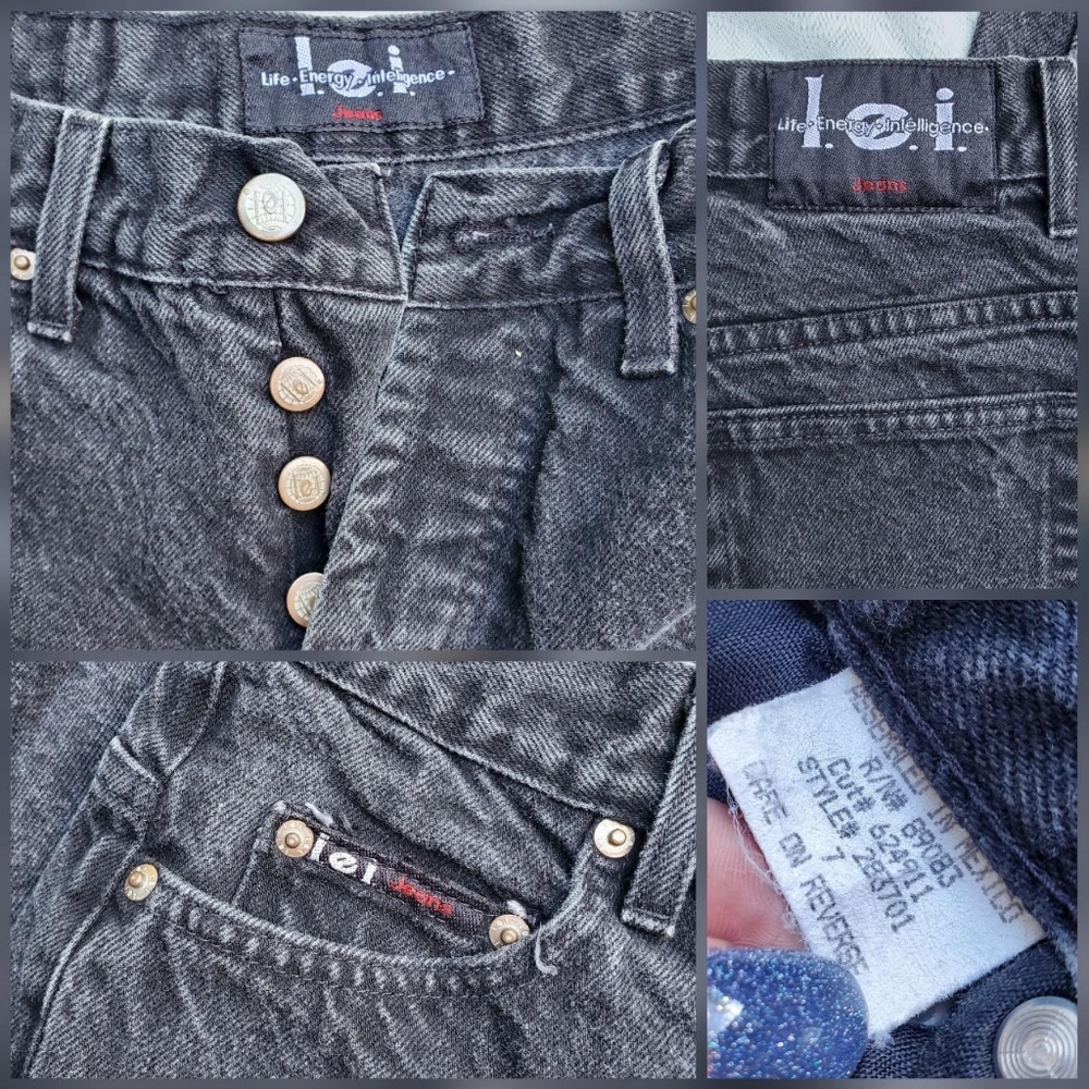 Vintage l.e.i. Straight Leg Black Denim Jeans - Picture 2 of 3